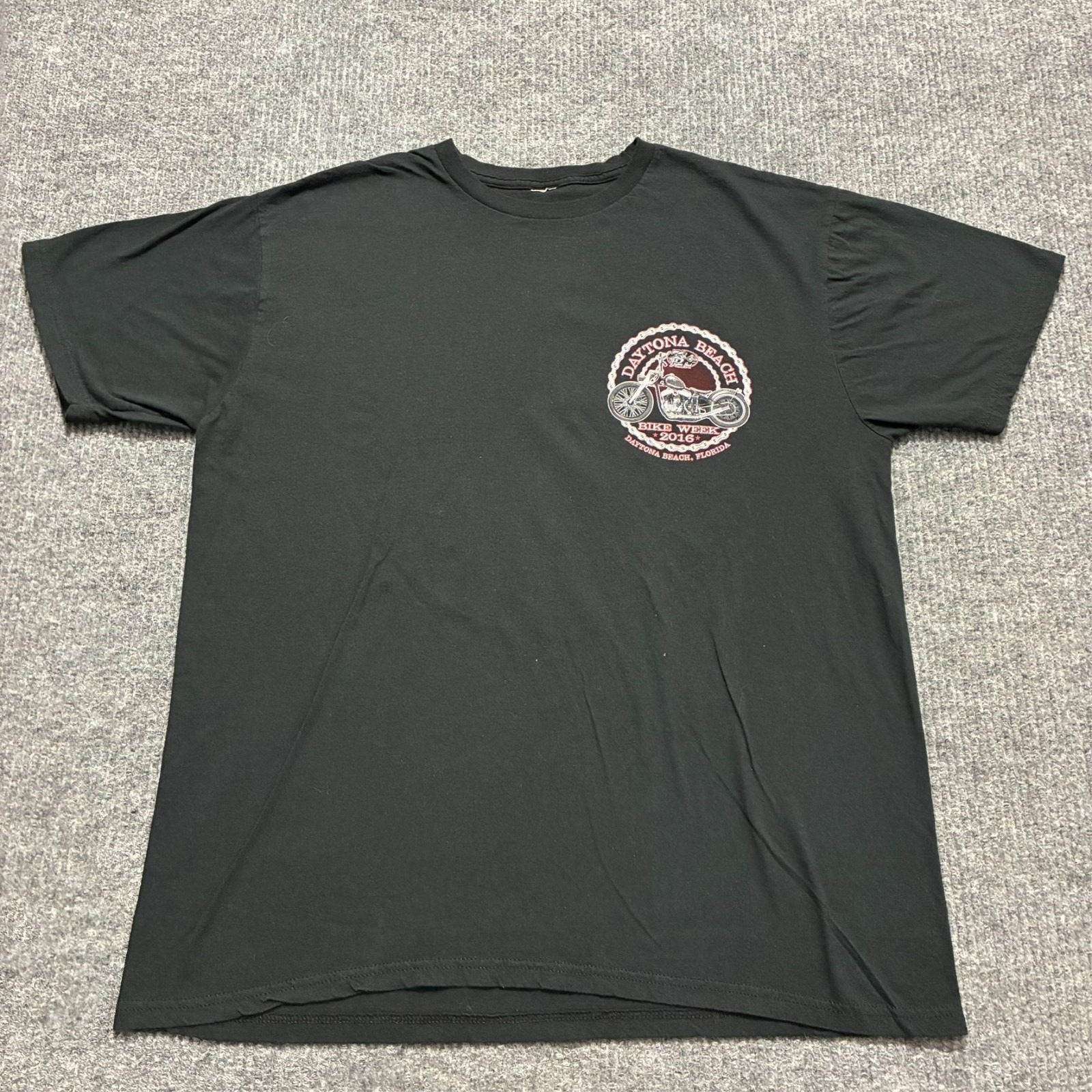 Daytona Beach Bike Week 2016 TShirt Mens Black Short Sleeve Graphic Chest 48